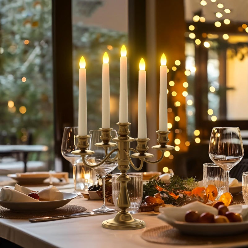 PChero Flameless Candles with Remote Timer, 7.9" Ivory Battery Operated LED Taper Dripless Floating Flickering Candles for Wedding Halloween Thanksgiving Christmas Themed Party Valentines Decorations - Image 5